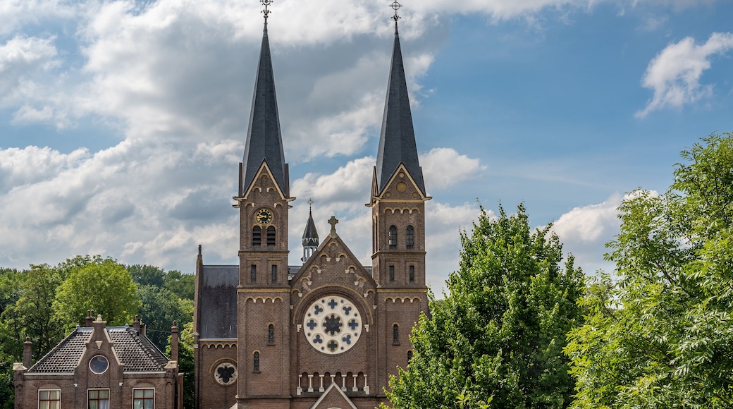 Facade of Sint-Urbanuskerk church in Duivendrecht, on the southeast border of Amsterdam, built in 1878 in Neo-Romanesque style