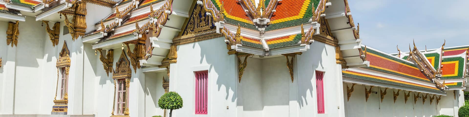Wat Phra Si Mahathat woramahawihan Bang Khen, Bangkok Thailand architecture traditional temple thai style on blue sky