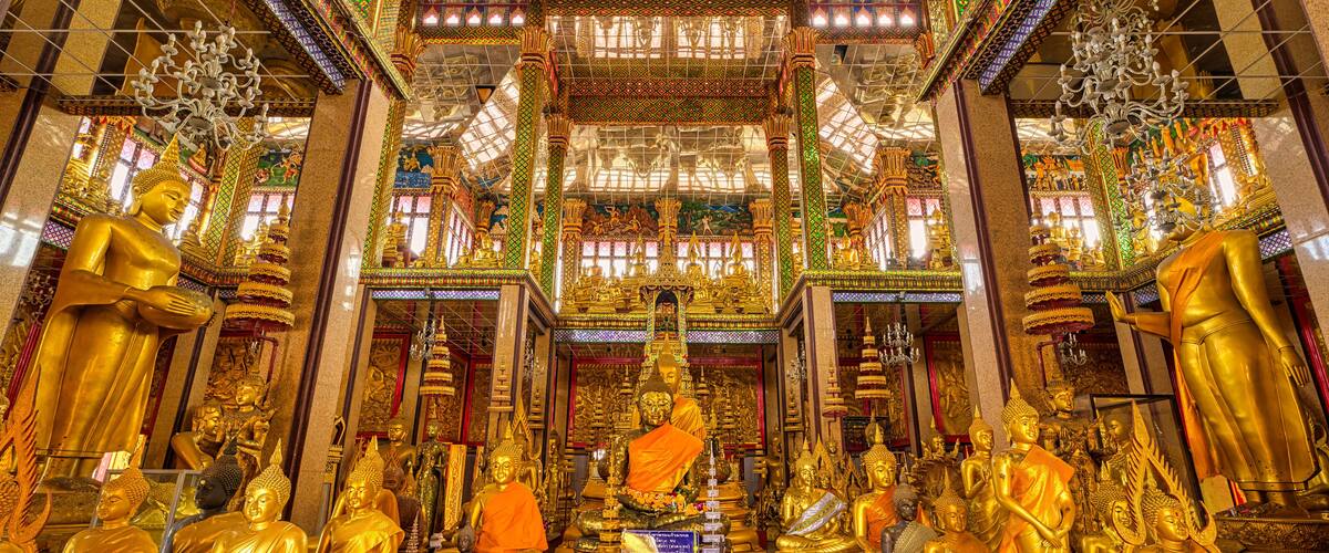 Lat Phrao, Bangkok / Thailand / January 1, 2020 : Wat Lat Phrao, Beautiful temple. Not ancient but particular..