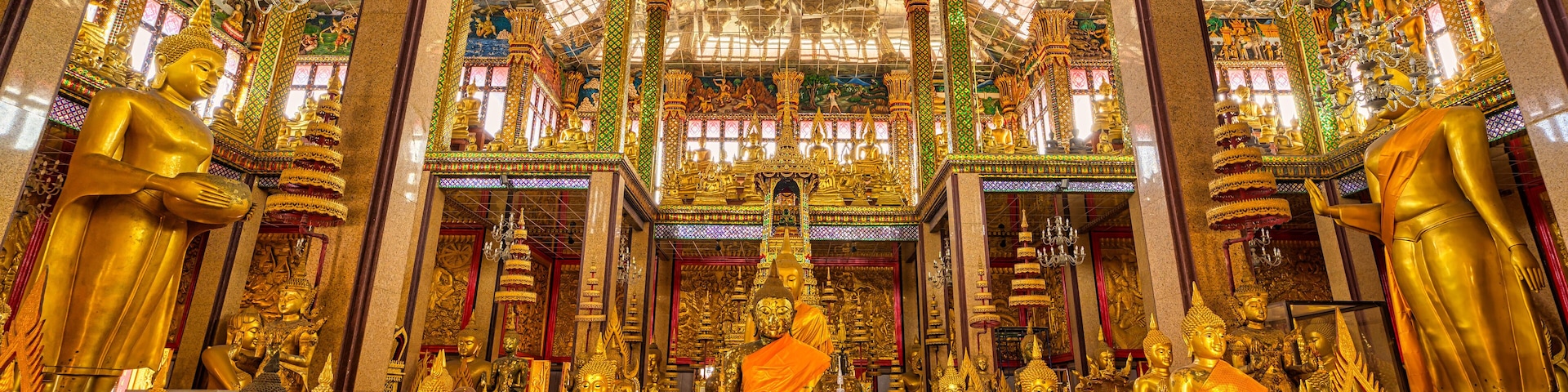 Lat Phrao, Bangkok / Thailand / January 1, 2020 : Wat Lat Phrao, Beautiful temple. Not ancient but particular..