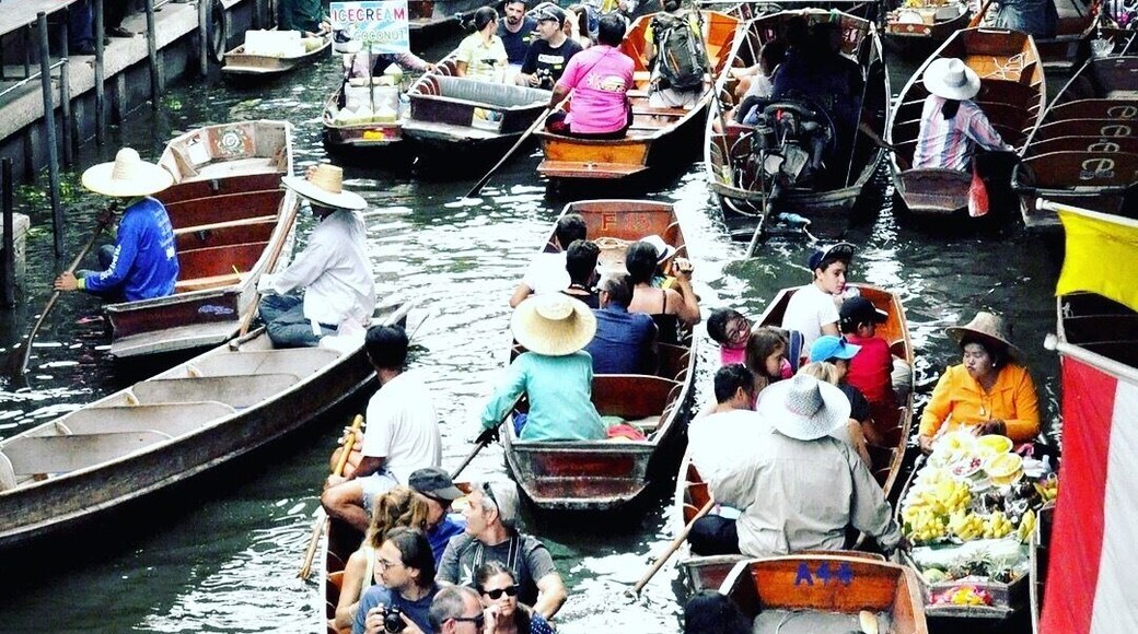 One of the floating markets in Thailand. Not sure of the name so apologies if I've got it wrong.
It was a full on sensual experience, sound, smells and colour.