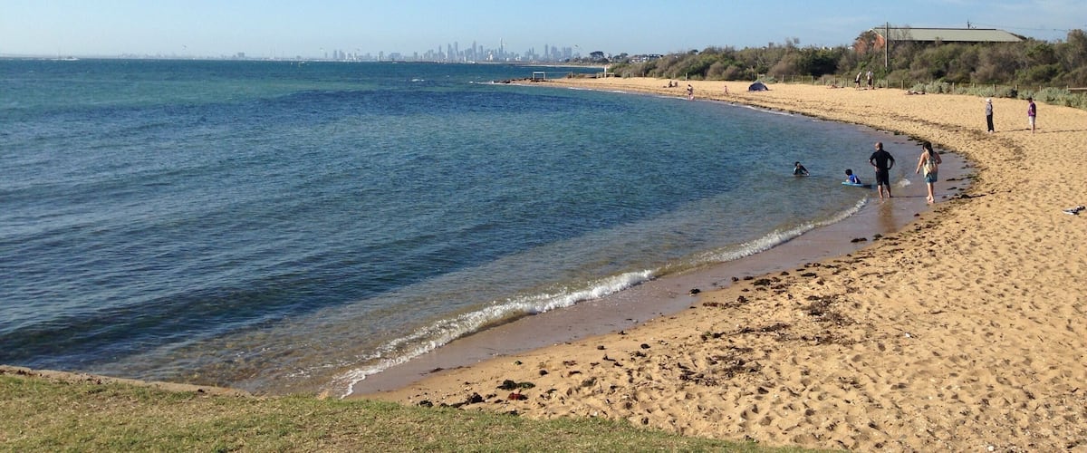 This is a little beach right before you get to Brighton beach. It's is way more quieter here than Brighton as you haven't got all the tourists taking photos of the beach boxes. Had a lovely swim here with a friend on a summers day here in Melbourne. :)