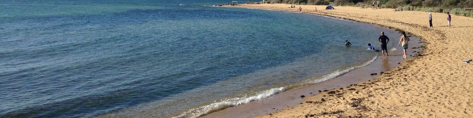 This is a little beach right before you get to Brighton beach. It's is way more quieter here than Brighton as you haven't got all the tourists taking photos of the beach boxes. Had a lovely swim here with a friend on a summers day here in Melbourne. :)