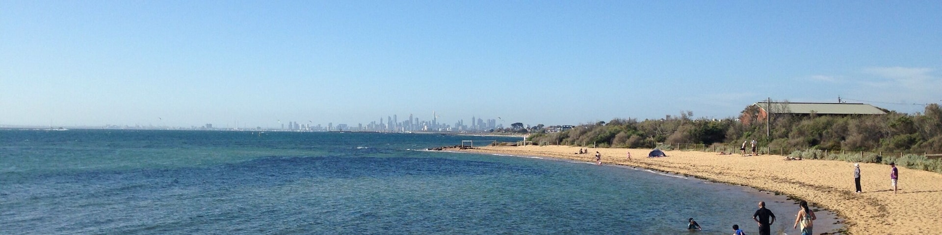 This is a little beach right before you get to Brighton beach. It's is way more quieter here than Brighton as you haven't got all the tourists taking photos of the beach boxes. Had a lovely swim here with a friend on a summers day here in Melbourne. :)