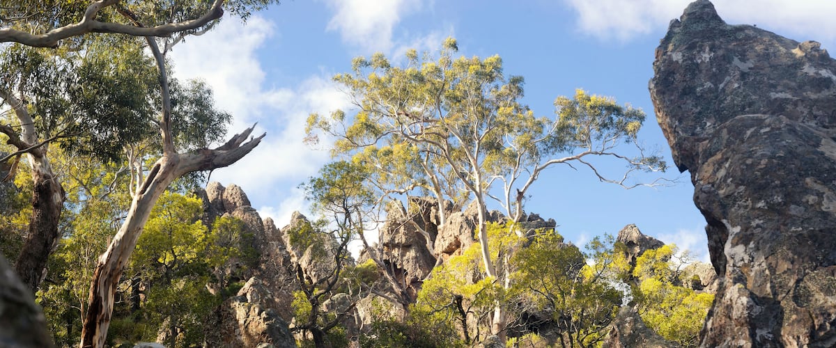 A photo of Hanging rock - popular tourist attraction in Woodend, Victoria, Australia., Shutterstock ID 1114807655, Purchase Order: -