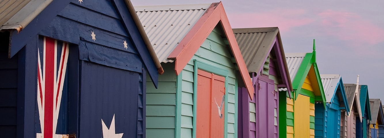 Bathing boxes at Brighton Beach in Melbourne