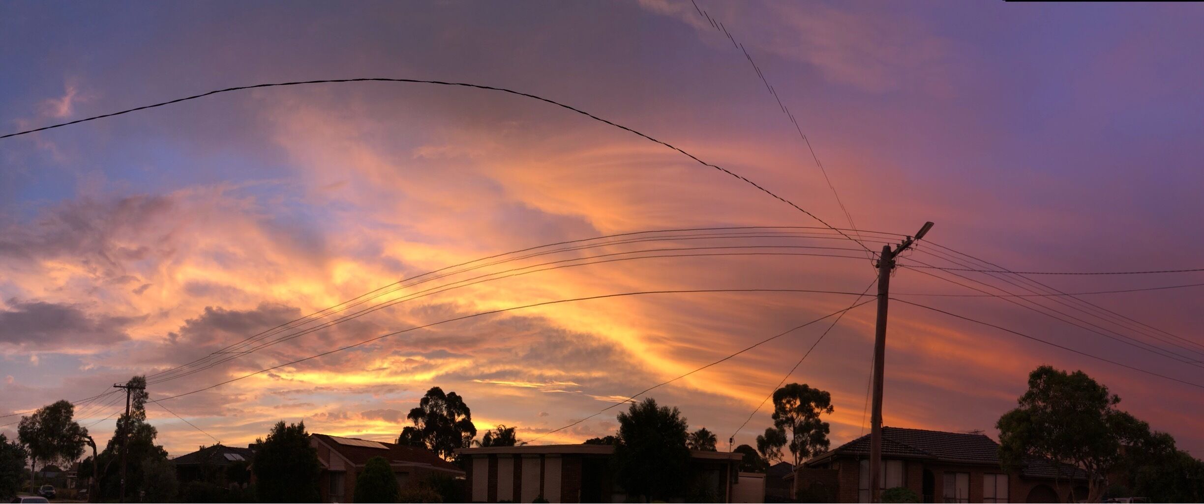 A sunset from my front door.  You don’t need to travel far to see the wonder of nature. Taken on Iphone8 in pano mode