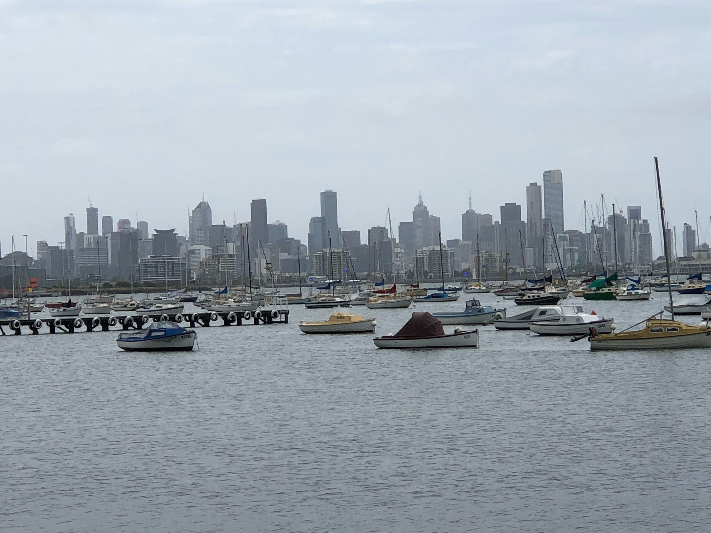 A view of the “Worlds most liveable city” Melbourne, from across the bay at Williamstown on a cool day. 