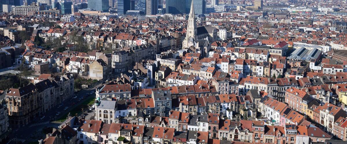 Aerial view on the north of Brussels by clear blue sky