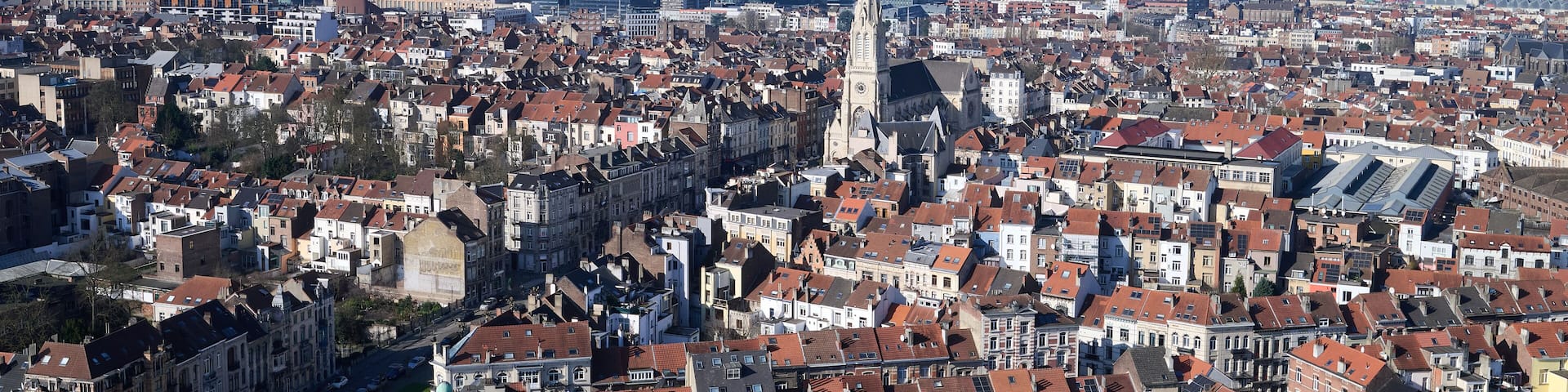 Aerial view on the north of Brussels by clear blue sky