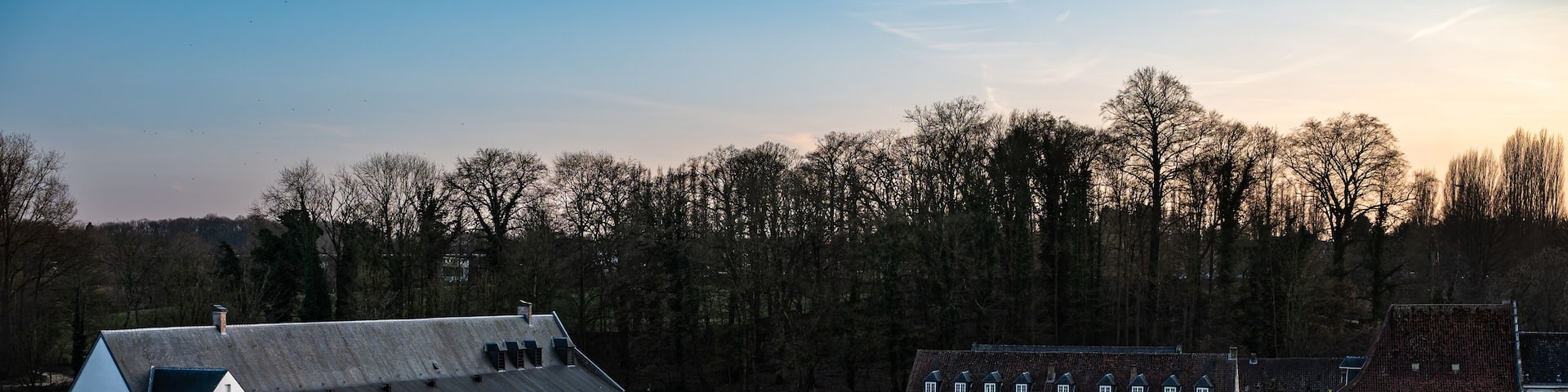 The Rood Klooster or Rouge Cloître site at dusk in Auderghem, Brussels Capital Region, Belgium
