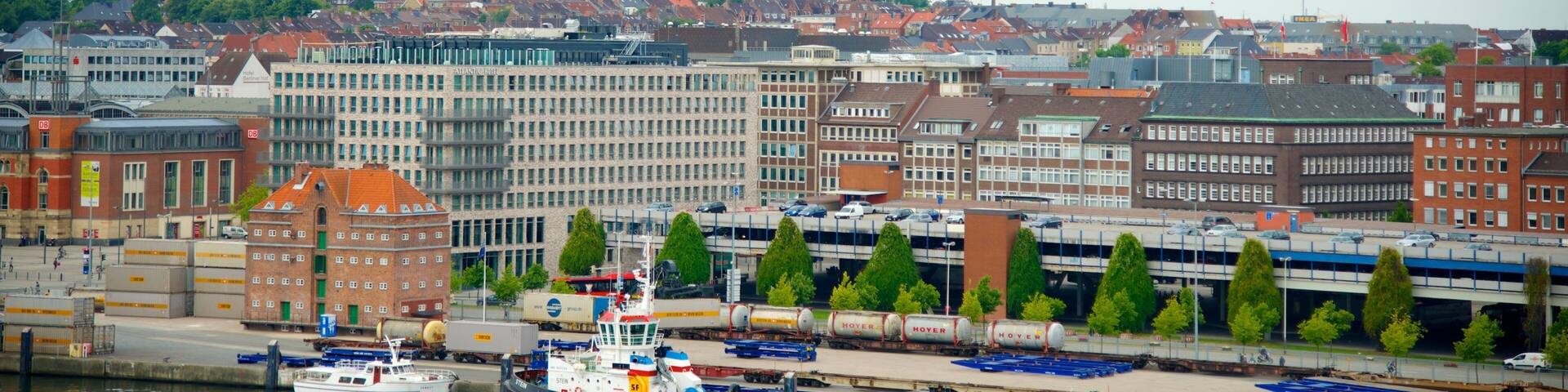 Kiel featuring a bay or harbor, a city and a coastal town
