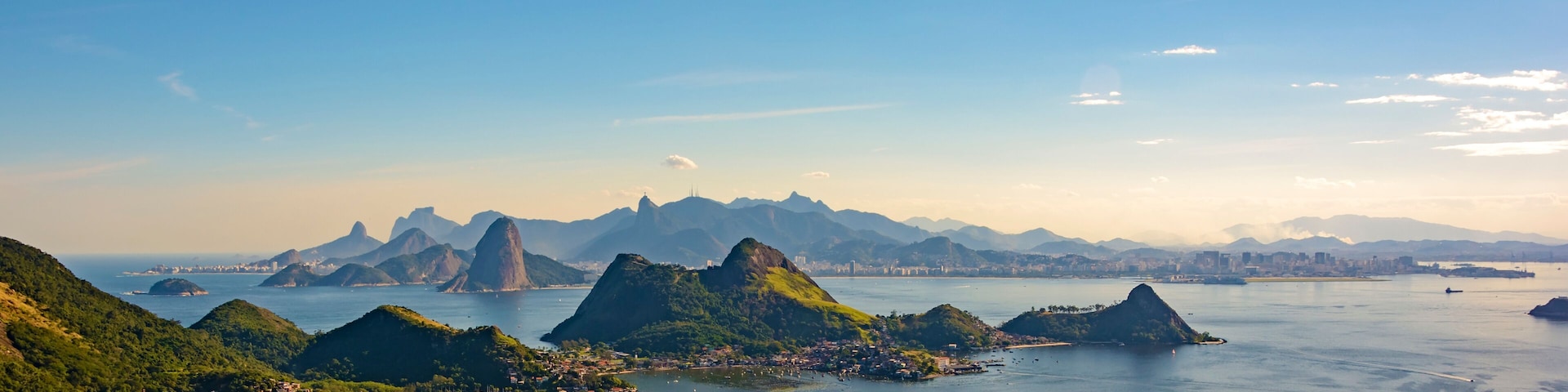 View of Guanabara Bay, Sugar Loaf and hills of Rio de Janeiro from the City Park in Niteroi