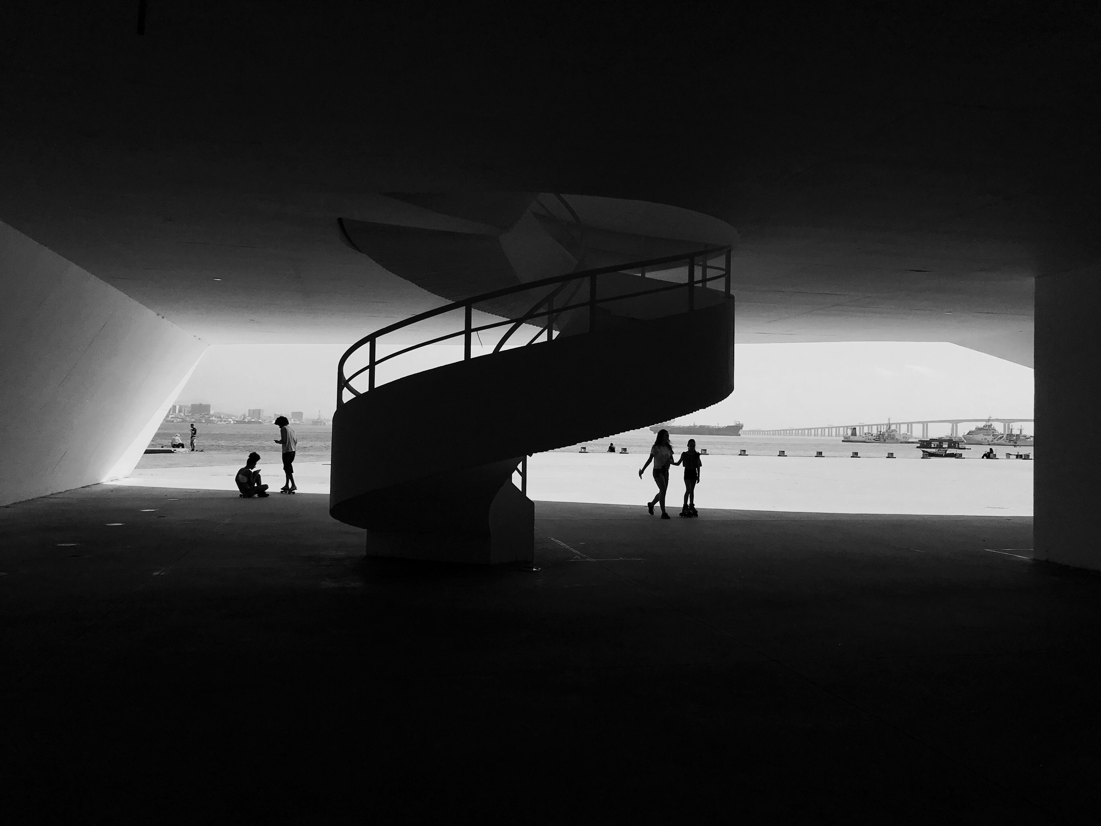 A view from the interior of a building designed by Oscar Niemeyer.