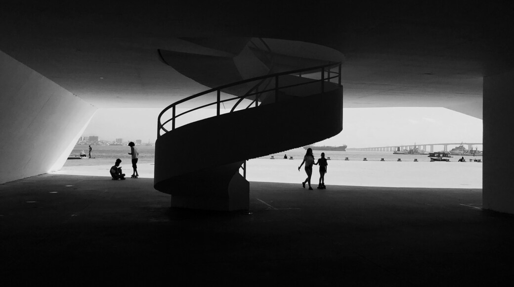 A view from the interior of a building designed by Oscar Niemeyer.