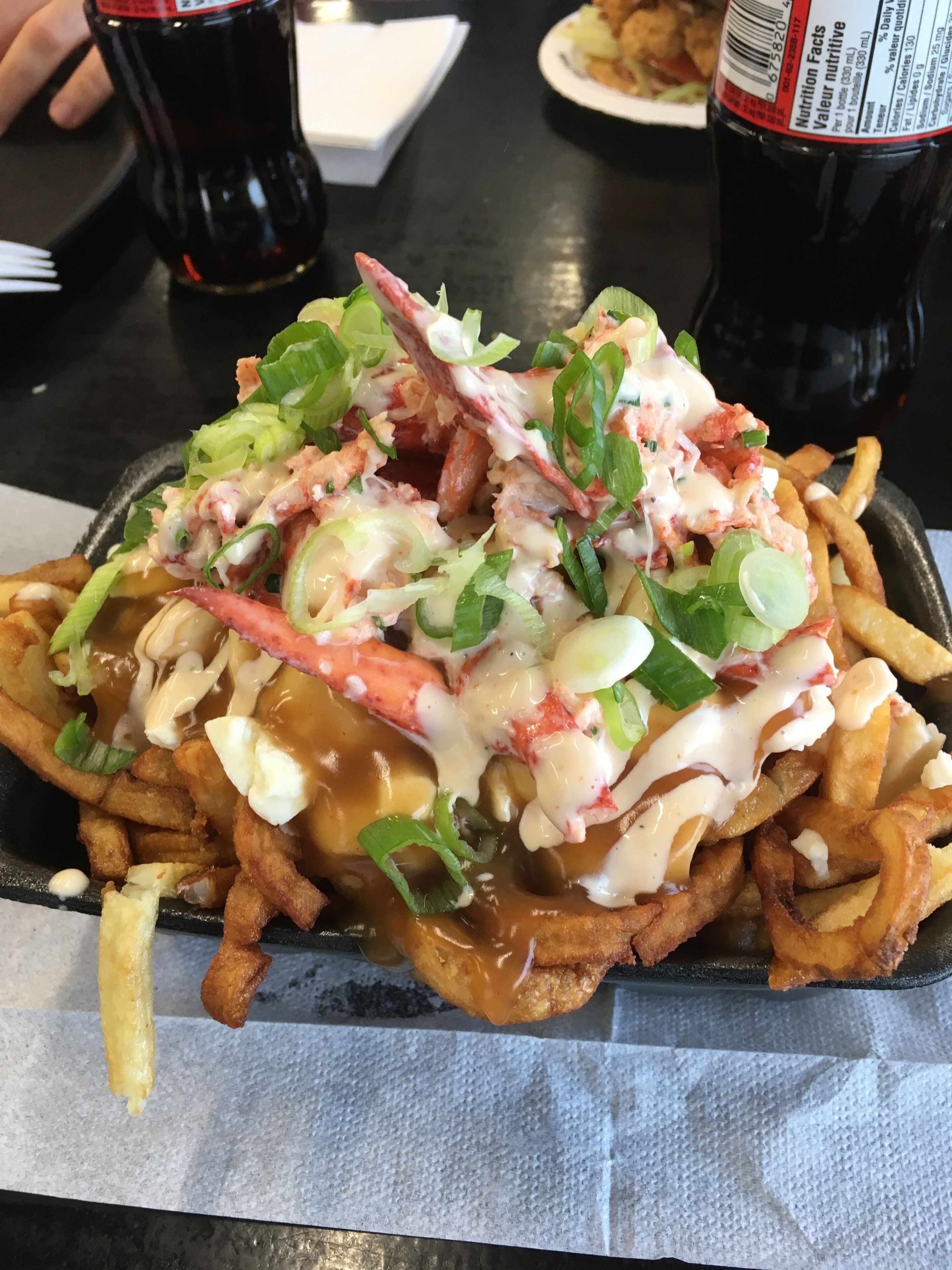 A typical dish of Canada called poutine. This was the best that I ever ate until now. This lobster poutine was served with a big mountain of lobster a light gravy and good crunchy fries. Is a great place to eat!