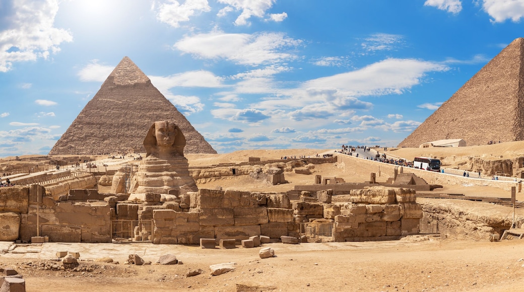 Giza Pyramids and the Sphinx, beautiful Egyptian panorama