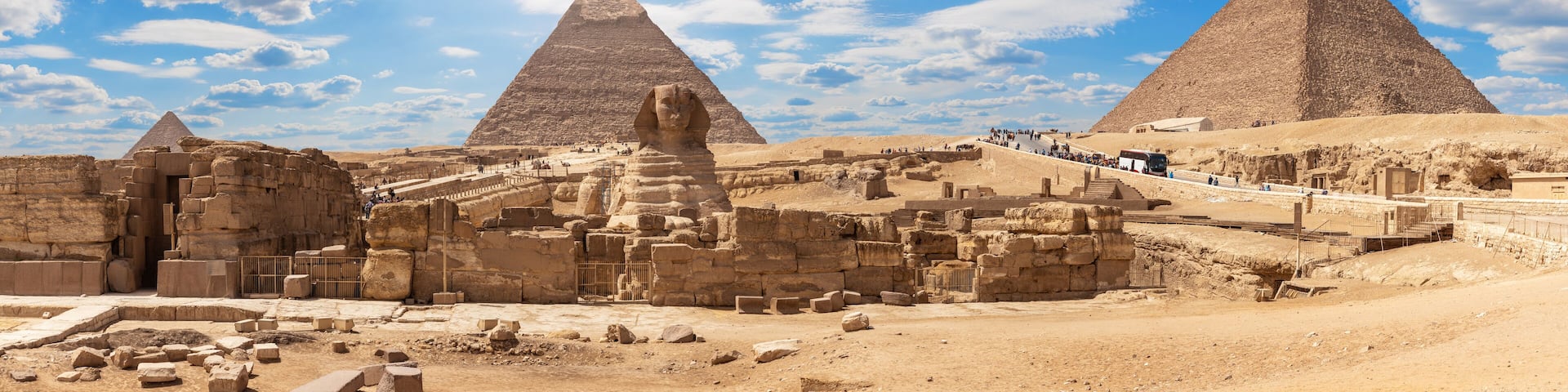 Giza Pyramids and the Sphinx, beautiful Egyptian panorama