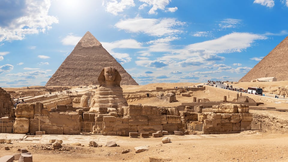 Giza Pyramids and the Sphinx, beautiful Egyptian panorama