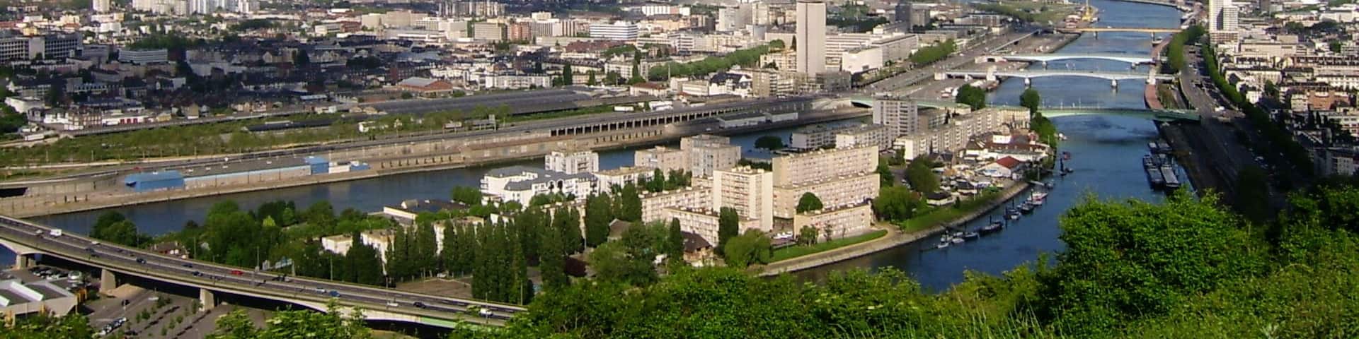 Panorama île Lacroix et rive gauche de Rouen