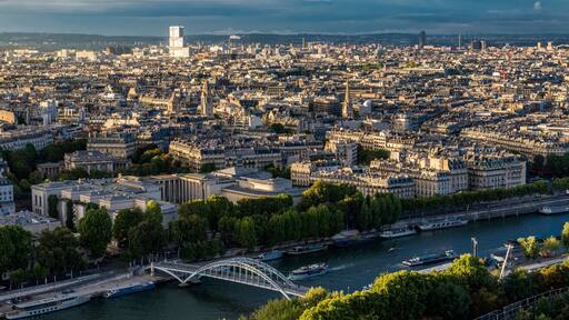 France, Paris, view from the Eiffel Tower toward the north (Seine river, passerelle Debily, from the Palais de Tokyo to the Porte de Clichy courthouse)