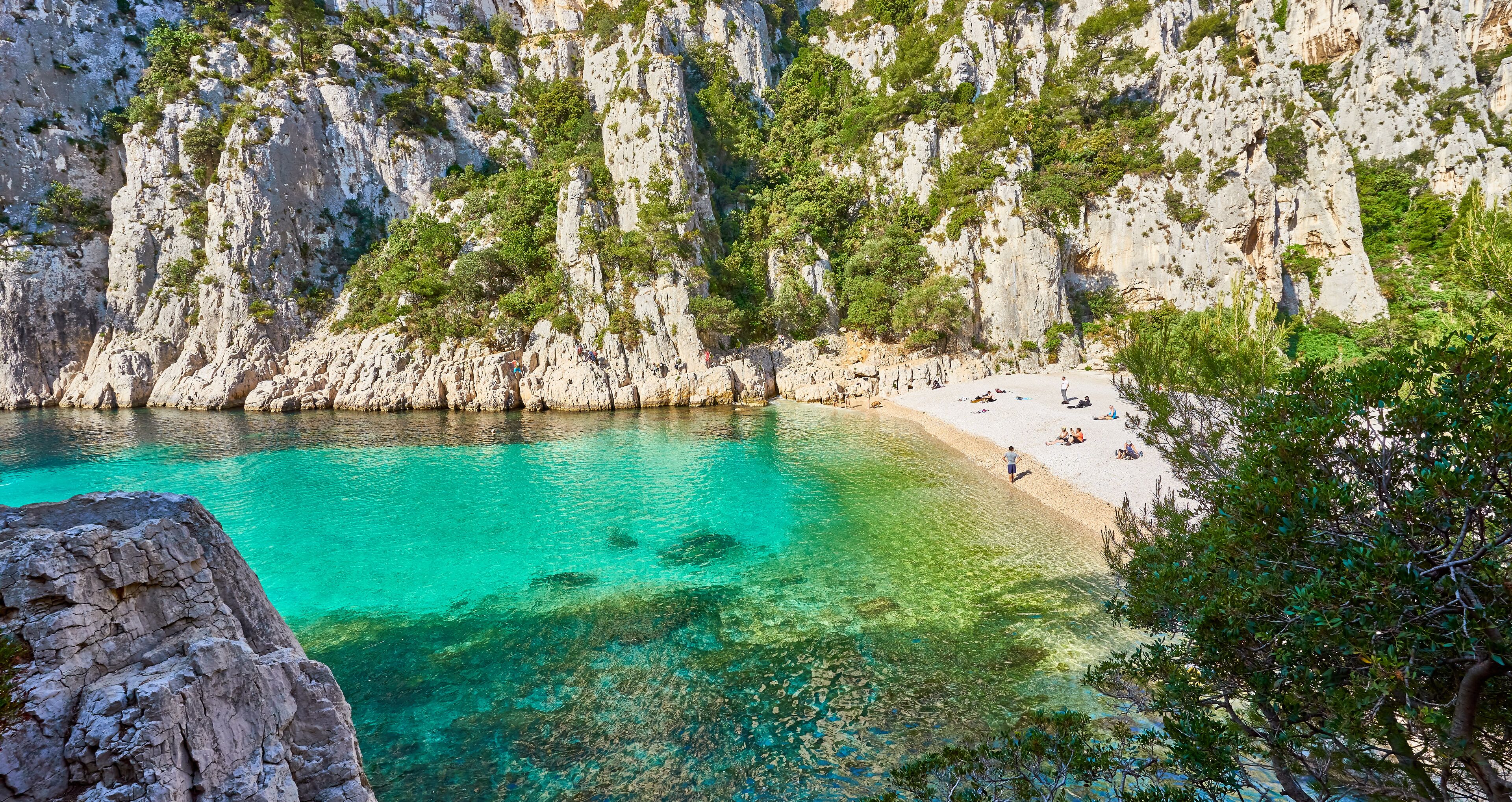 Calanque "d'En-Vau" in the Calanques National Park next to Marseilles in Provence, southern France. The French Fiords.