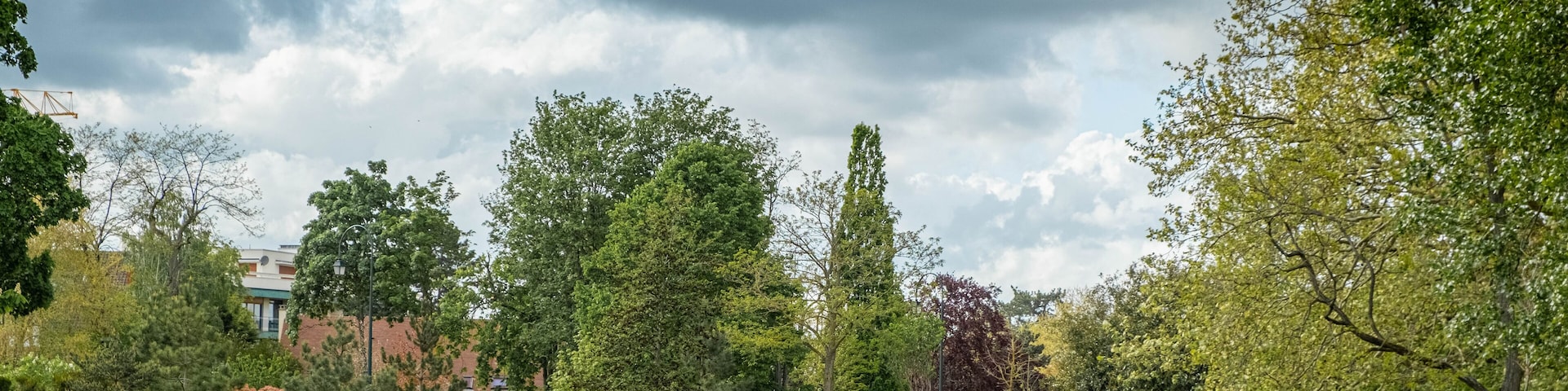 Paris, France 05-05-2021: people stroll at the ibis park in Vesinet