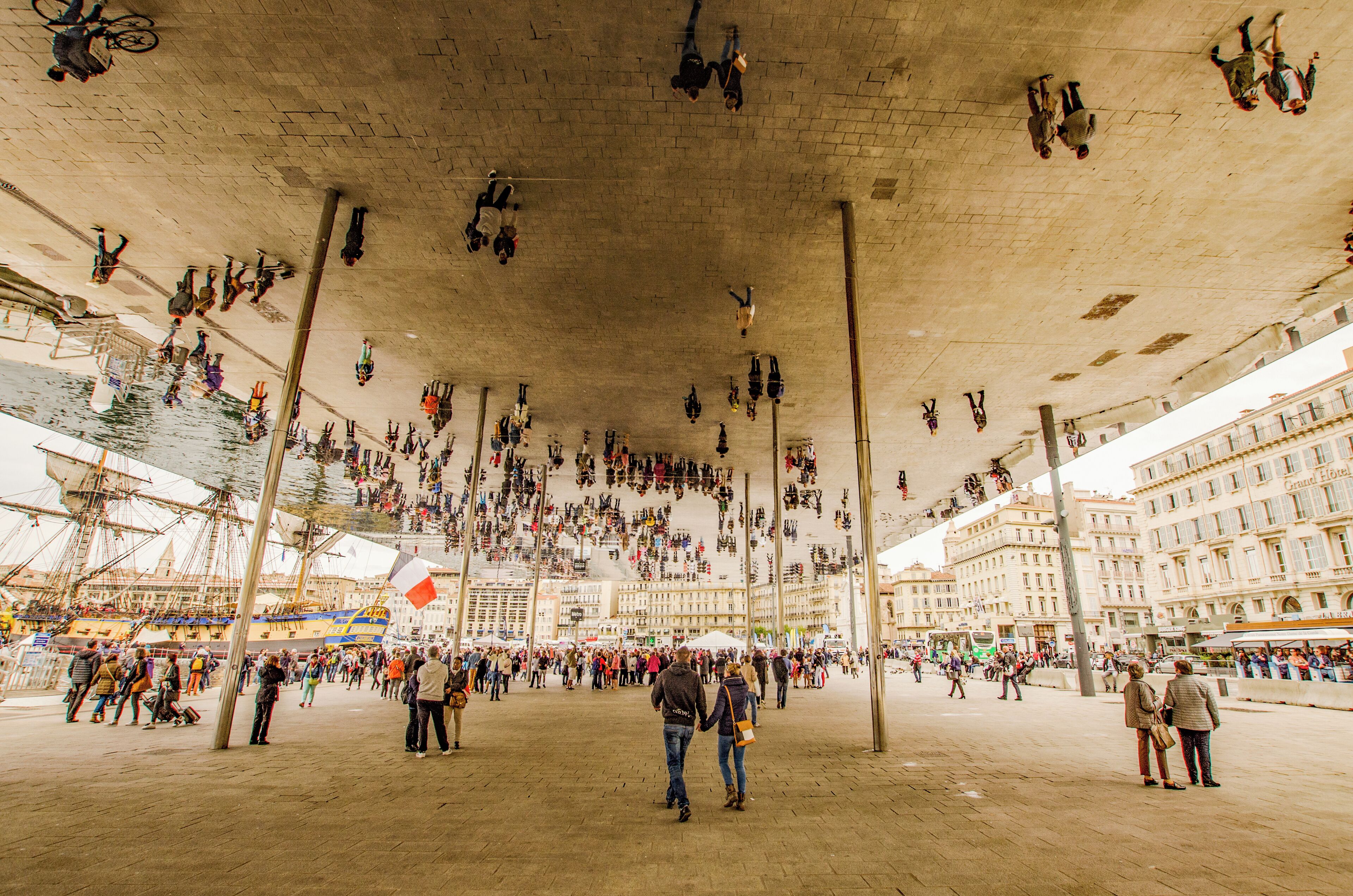 Huge ceiling mirror in the old port which enables you to capture some unusual images.