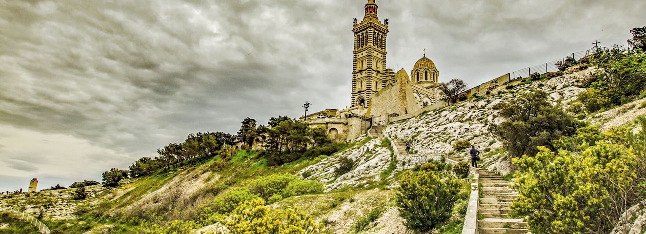 Take the steep steps from the bus stop for this view of Marseilles famous landmark. #History