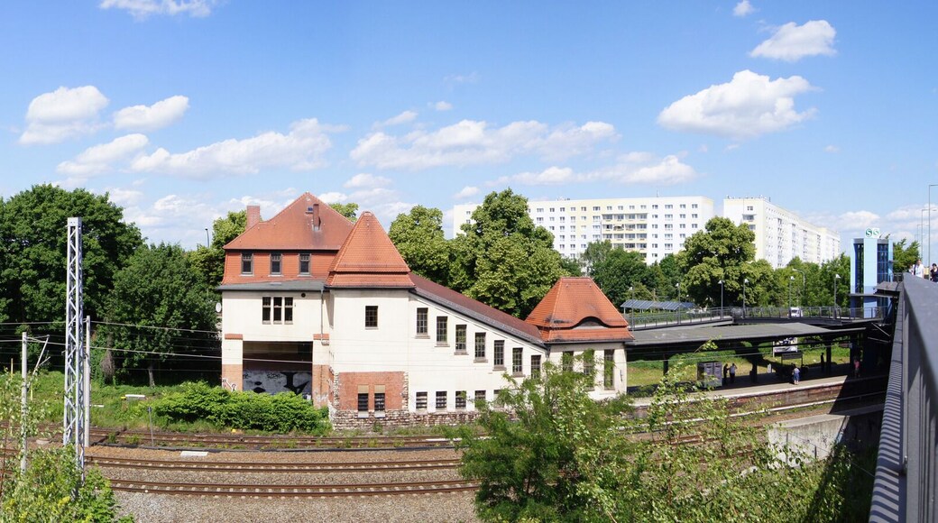 Panorama of train station Pankow-Heinersdorf in Berlin-Pankow, Germany