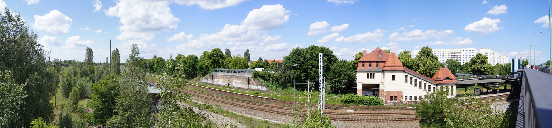 Panorama of train station Pankow-Heinersdorf in Berlin-Pankow, Germany