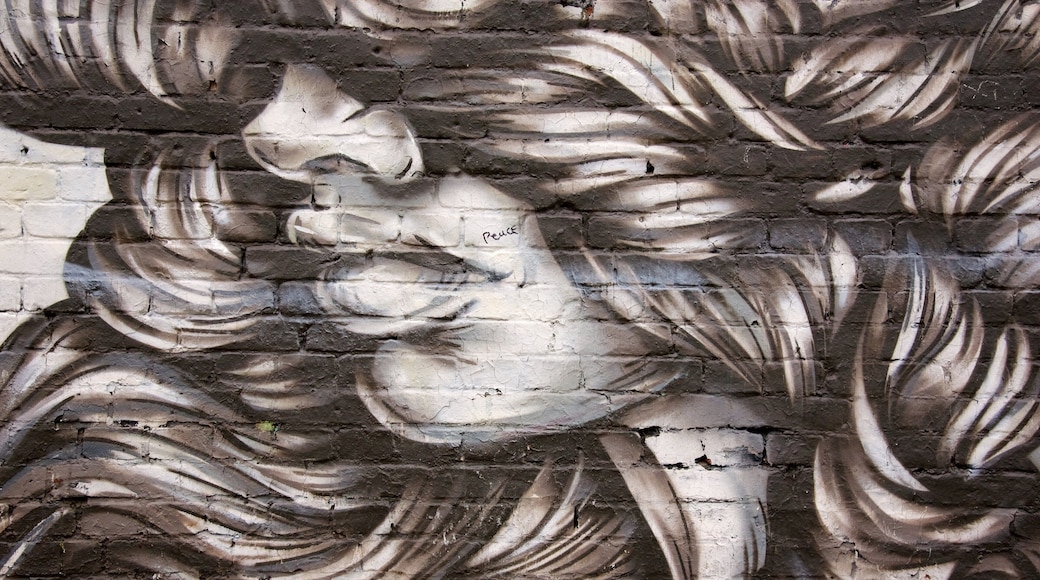 Friedrichshain som inkluderar konst och utomhuskonst