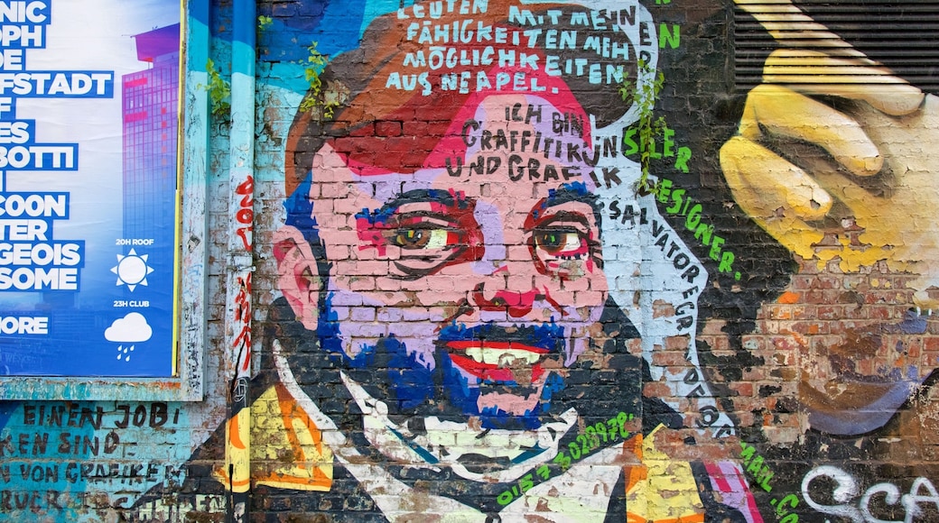 Friedrichshain som inkluderar konst och utomhuskonst