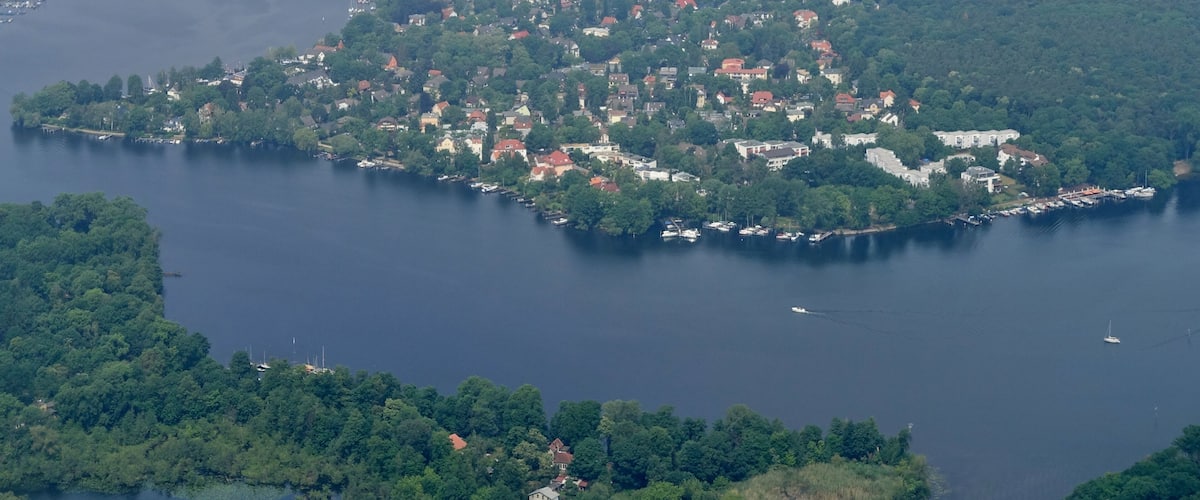 Blick auf die Siedlung Tegelort, Berlin, Deutschland