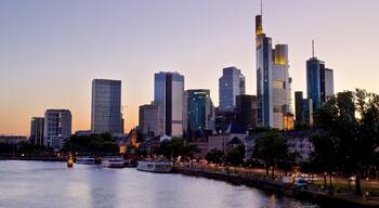 Niederrad featuring a city, a river or creek and a sunset