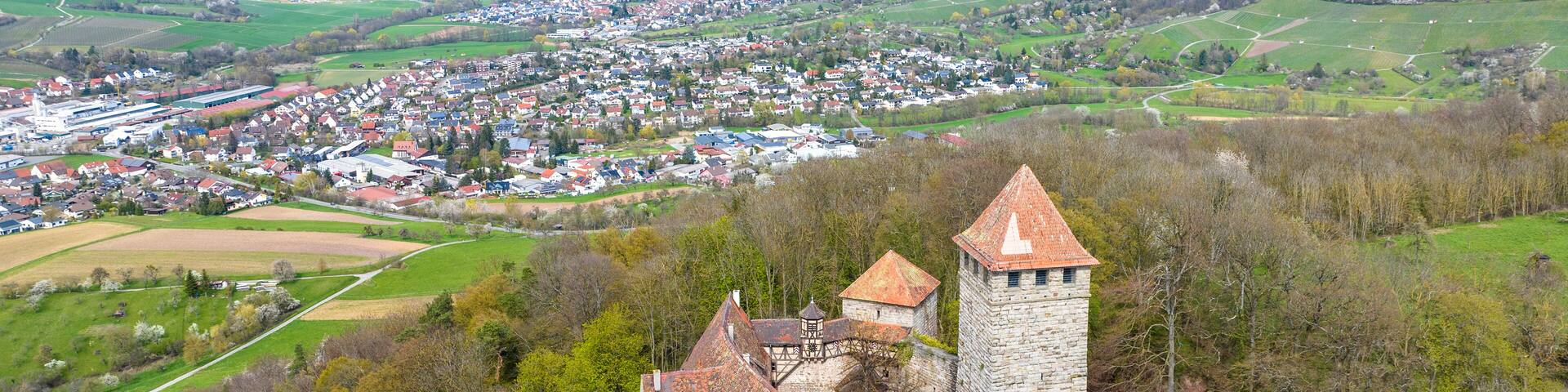 Aerial view, Lichtenberg Castle, Spornburg near Thallichtenberg, Kusel district, Rhineland-Palatinate, Germany