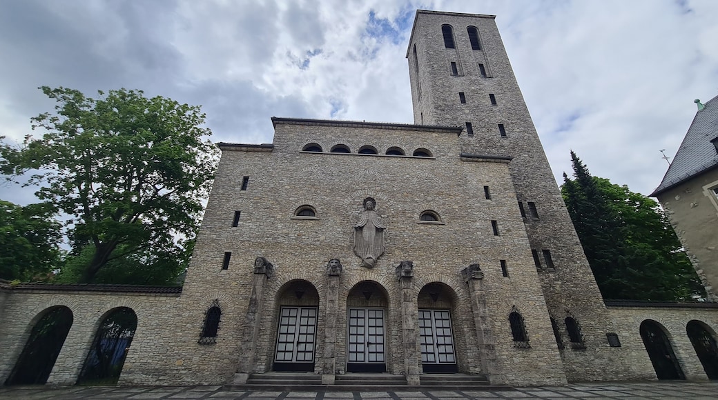 catholic church with atmospheric sky in Berlin Karlshorst