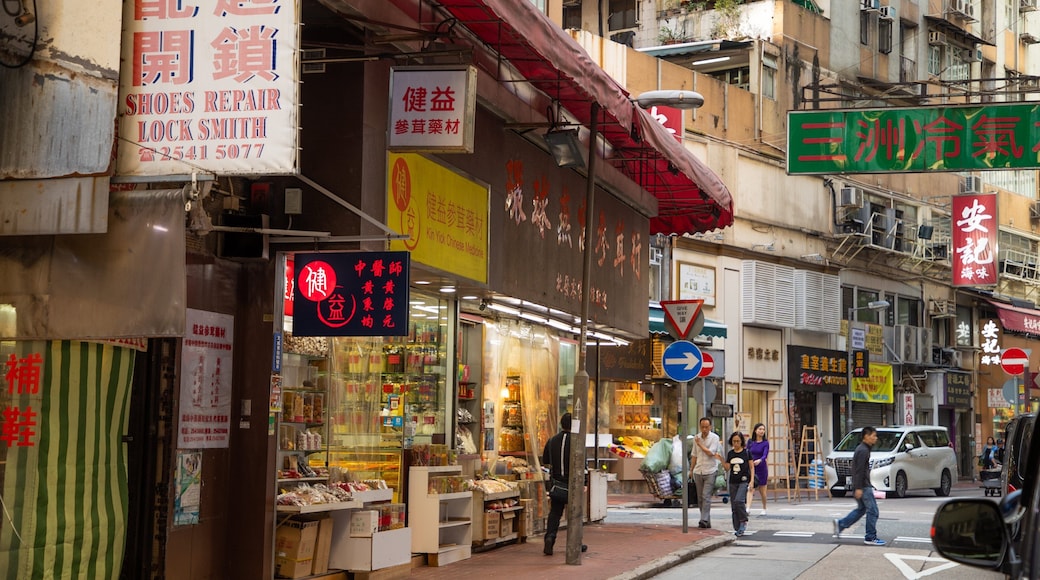 Sheung Wan featuring street scenes and a city