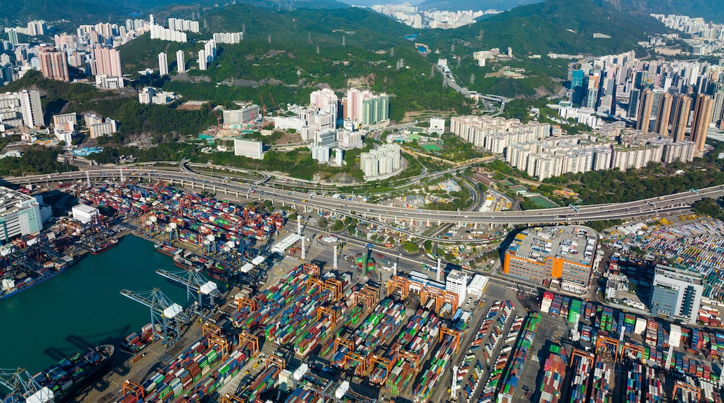 Top view of Hong Kong cargo terminal port