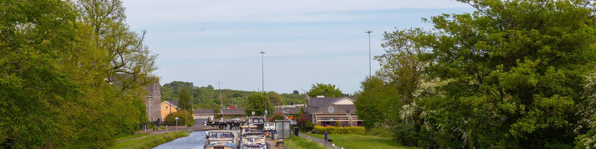 Pleasure boats in the Royal Canal in Castleknock Dublin Ireland; Shutterstock ID 193454756