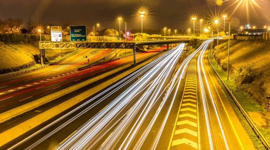 The M50 motorway is a motorway in Ireland running in a C-shaped ring around the north-eastern, northern, western and southern sides of the capital city, Dublin; Shutterstock ID 163918409