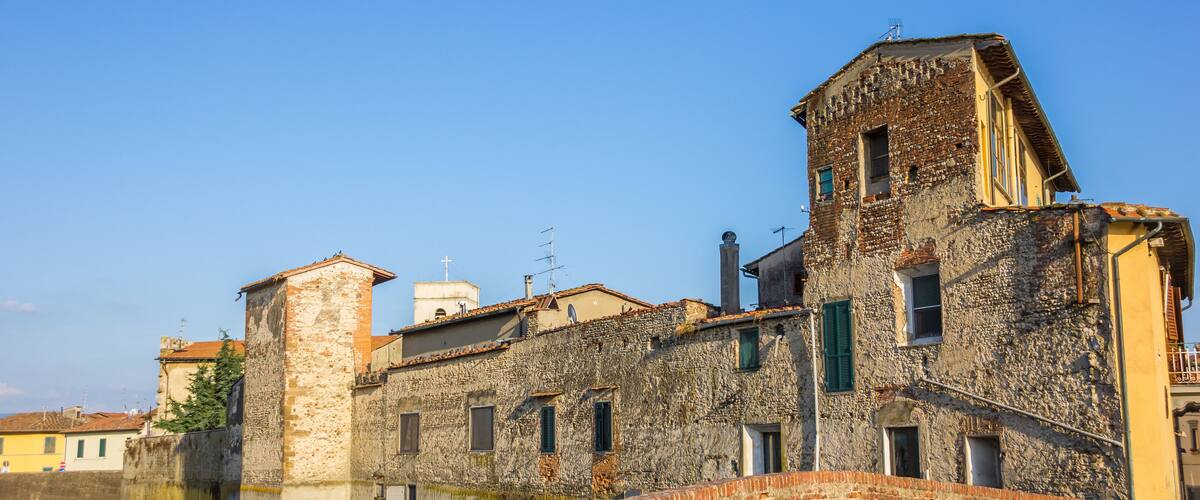 Panorama of old buildings in Campi Bisenzio in Tuscany