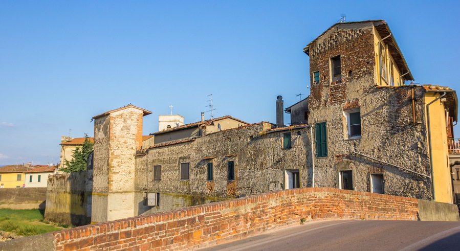 Panorama of old buildings in Campi Bisenzio in Tuscany