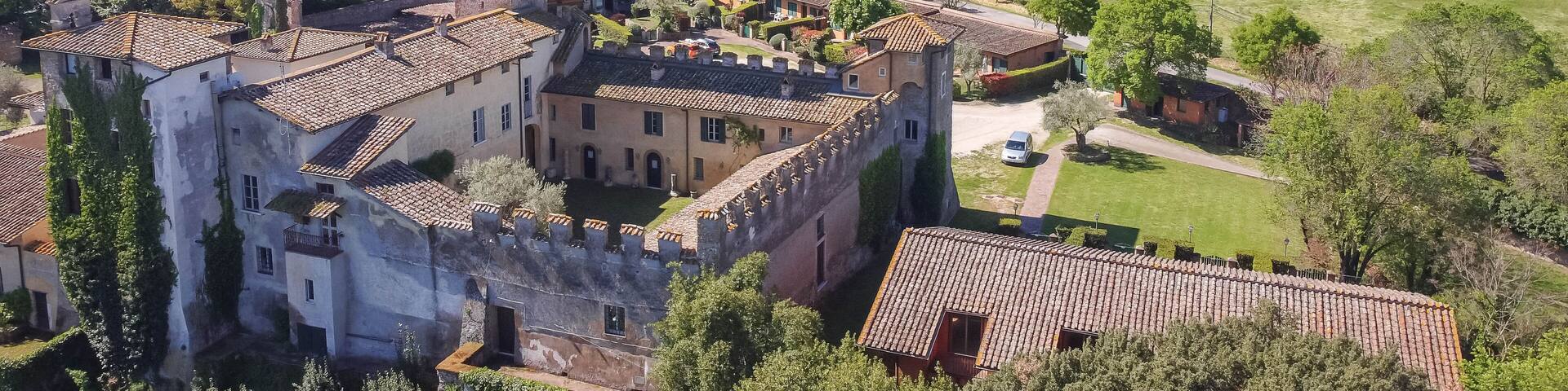 Aerial view to the Cecchignola Castle in Rome, Italy