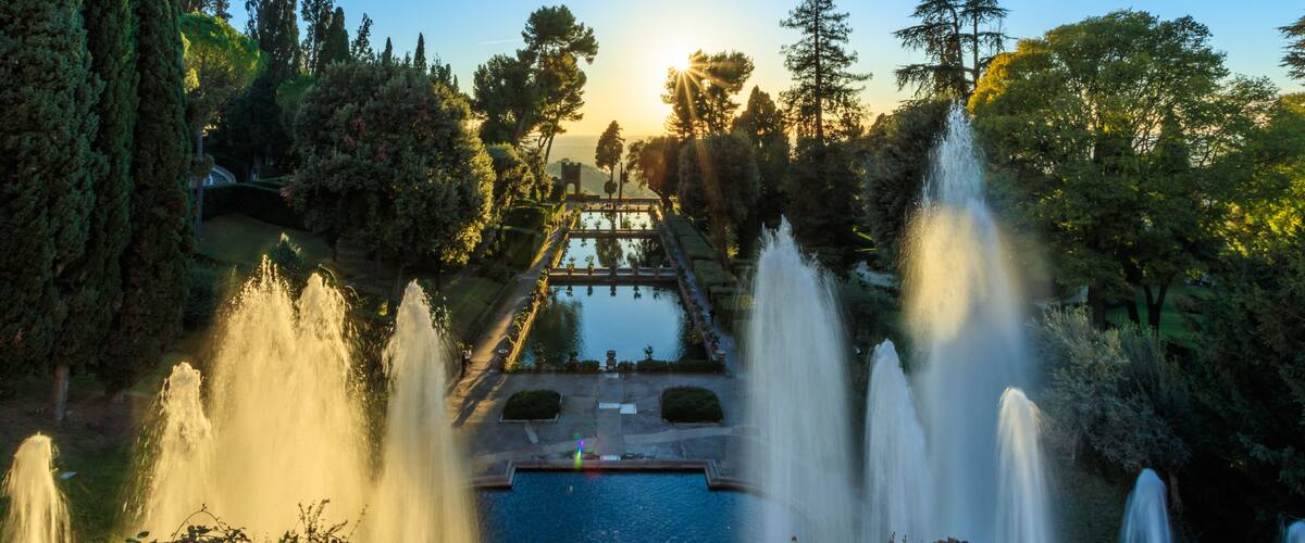 The fish ponds seen from the Fountain of the Organ at Villa d'Este, one of the symbols of the Italian Renaissance and is listed as a UNESCO World Heritage Site.