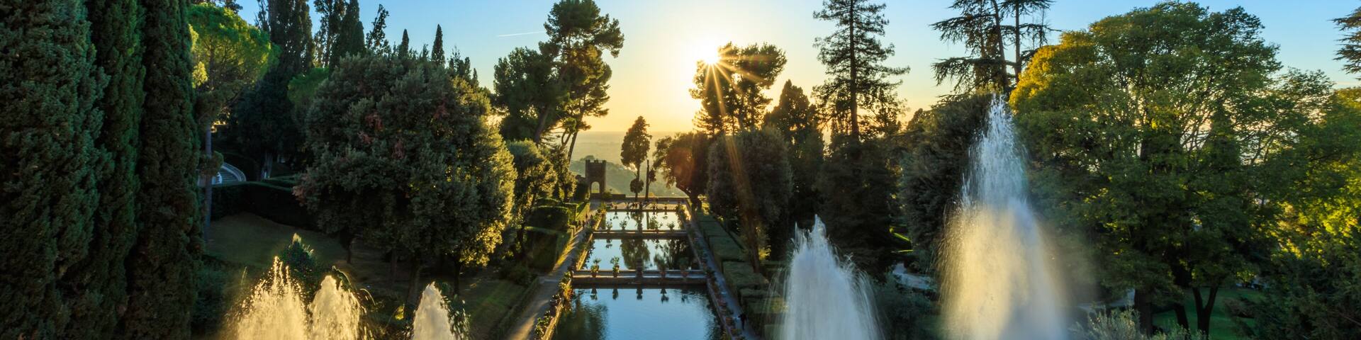 The fish ponds seen from the Fountain of the Organ at Villa d'Este, one of the symbols of the Italian Renaissance and is listed as a UNESCO World Heritage Site.