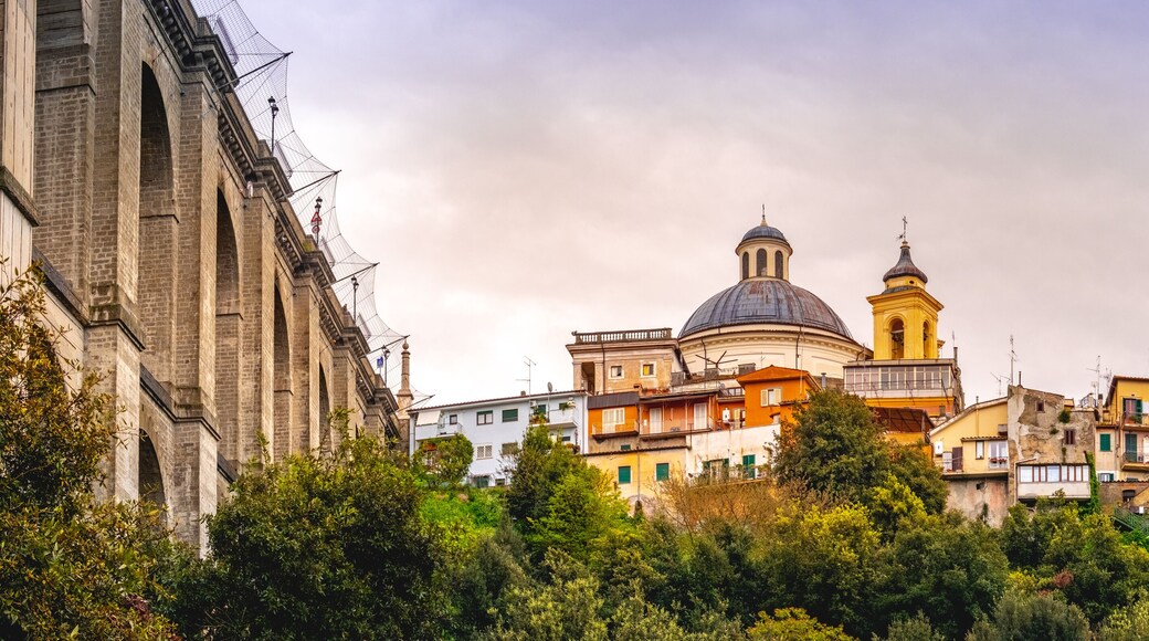 Ariccia bridge and village skyline panoramic horizontal rome suburb in Lazio on Castelli Romani