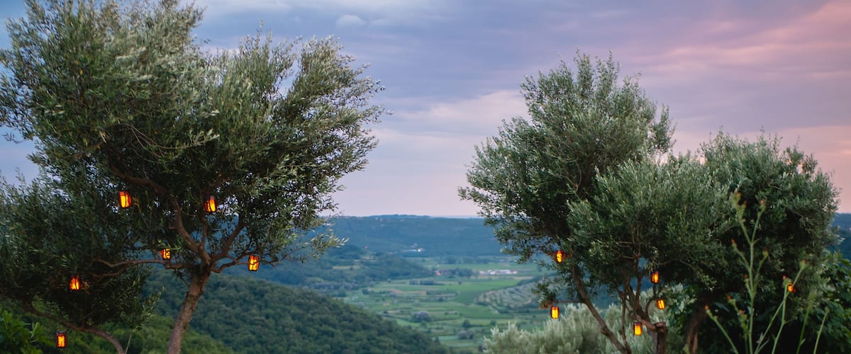 A bench toward panoramic view of Impruneta, in Florence