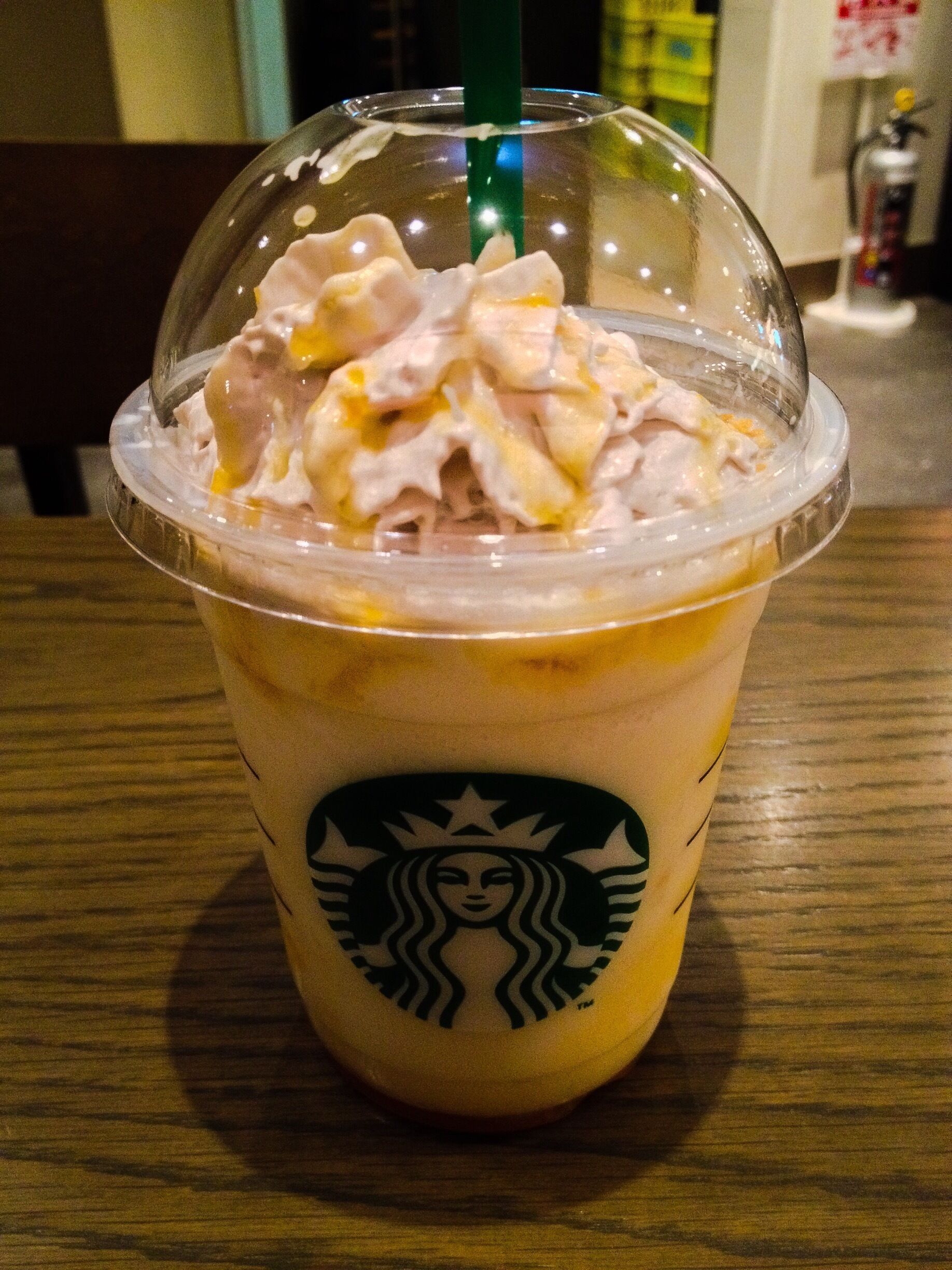 Just confirmed this as a Japanese exclusive, Apricot Soy Honey frappuccino! Available only at Starbucks here in Japan! And it is really good!