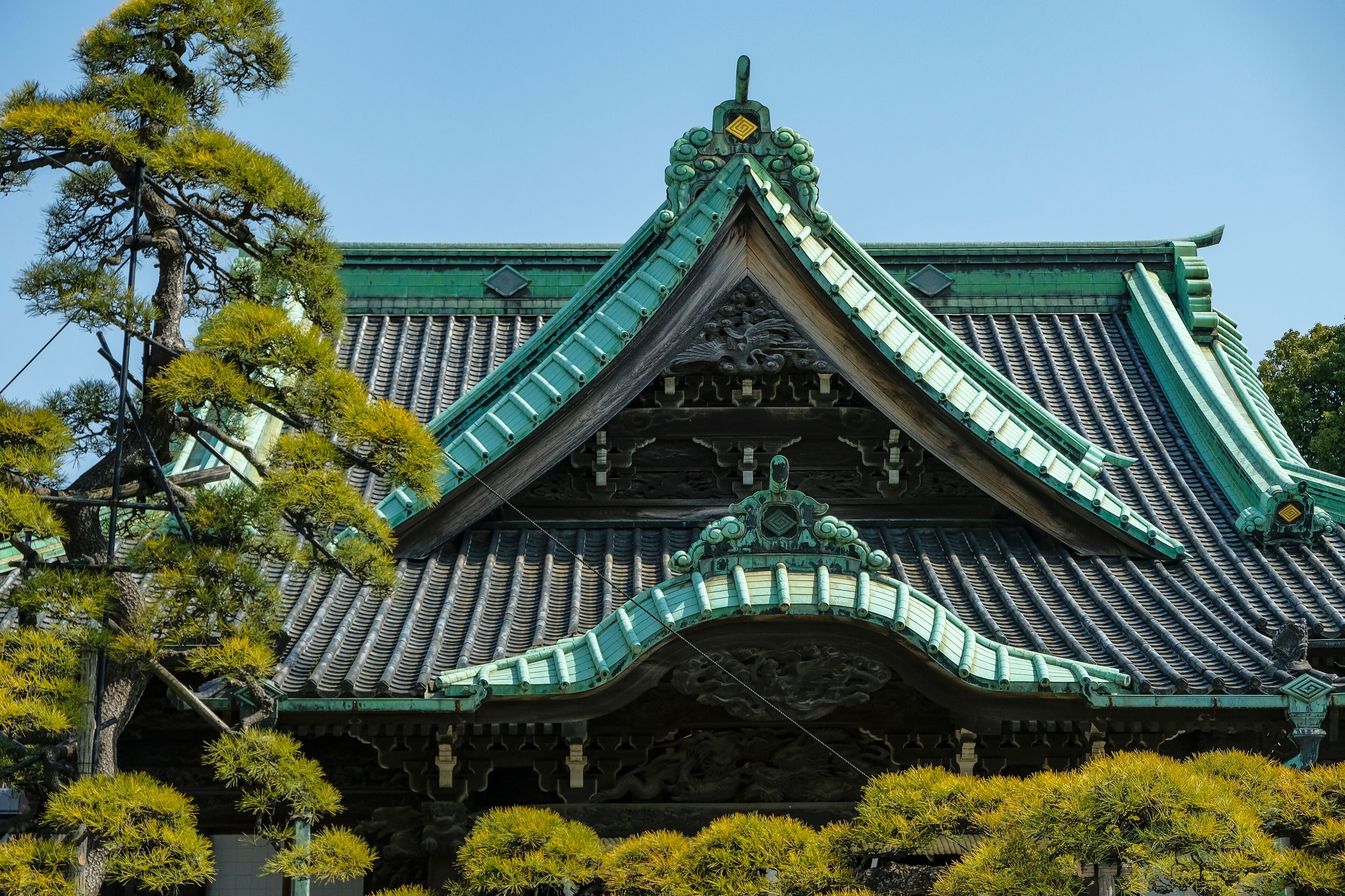 Tokyo, Japan - March 8, 2023: Detail of the Shibamata Taishakuten, a Buddhist temple in the city of Katsushika in Tokyo, Japan.
